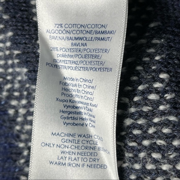 CHAPS Indigo Textured Knit Toggle Button Hooded Jacket in Small Petite - Picture 13 of 15